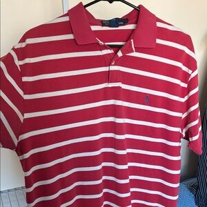 Polo by Ralph Lauren Red and White Striped Polo Shirt Small Pony